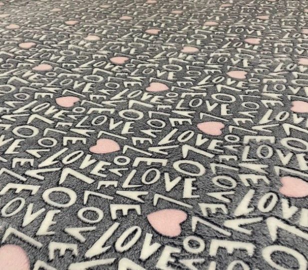 Плед-покривало з мікрофібри День-Ніч з светонакопителем "Love на сірому" OT-1782952249 фото