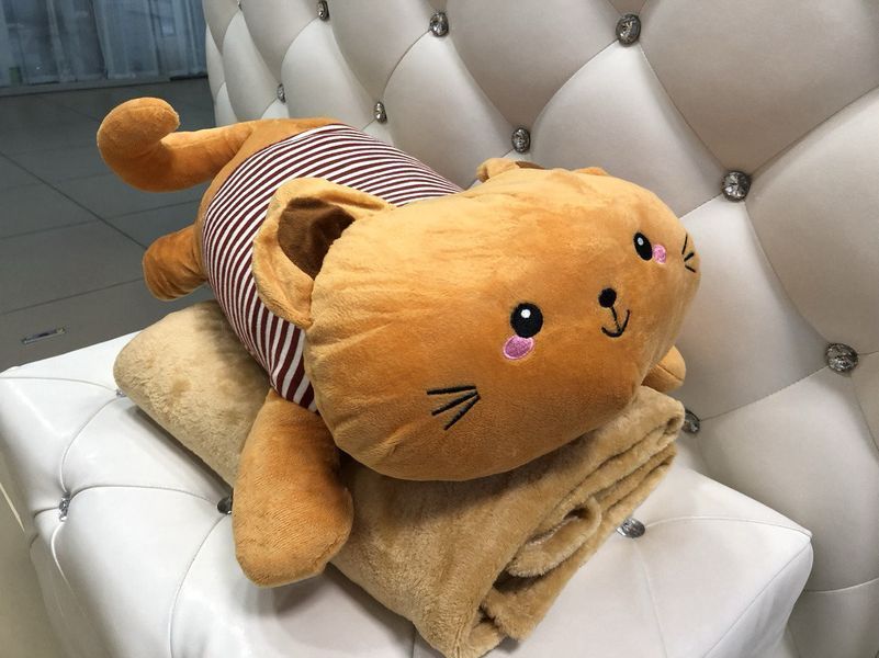 Плед &mdash; м'яка іграшка 3 в 1 (Котик у тельняшці ) в асортименті OT-1257588266 фото